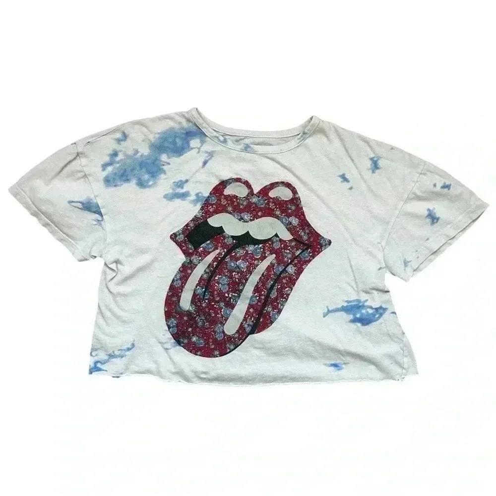 The Rolling Stones - Tie Dye Cropped Tee - Size Small